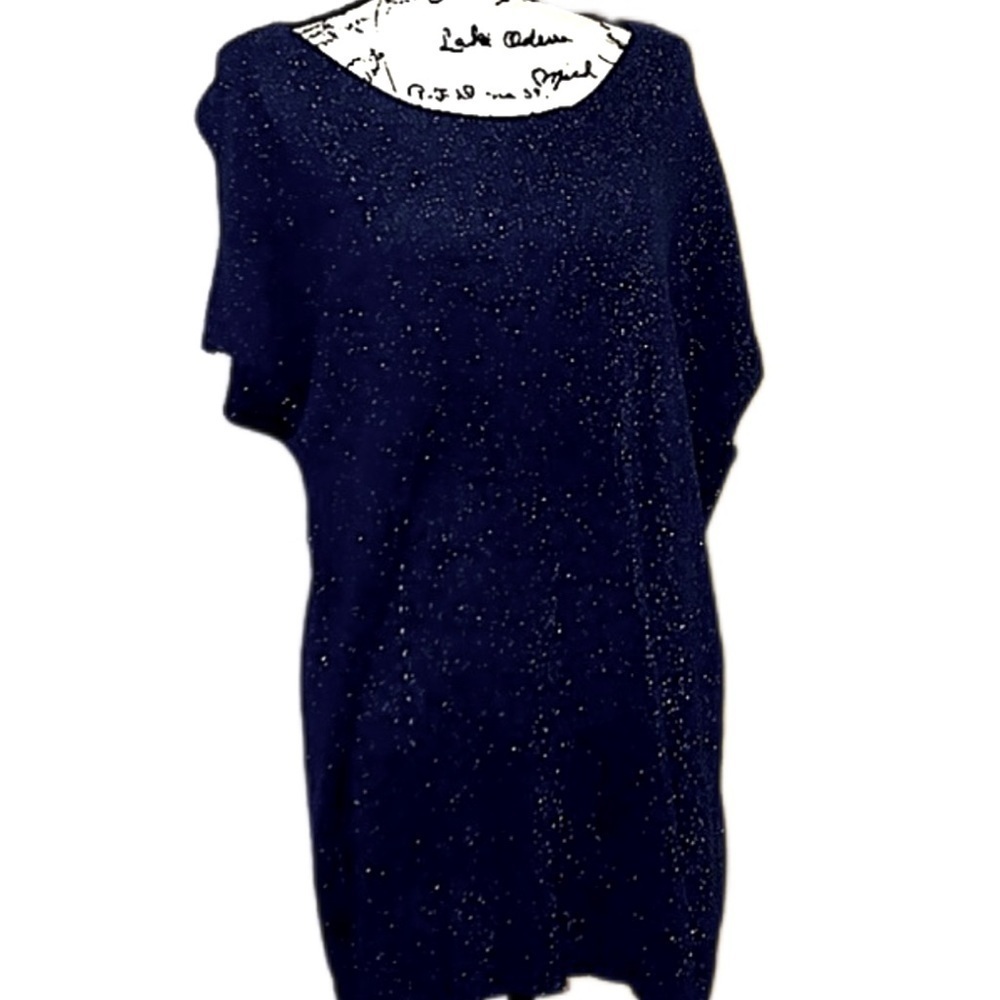 Simply Emma Blue Glittery Elegant Blouse -1X
